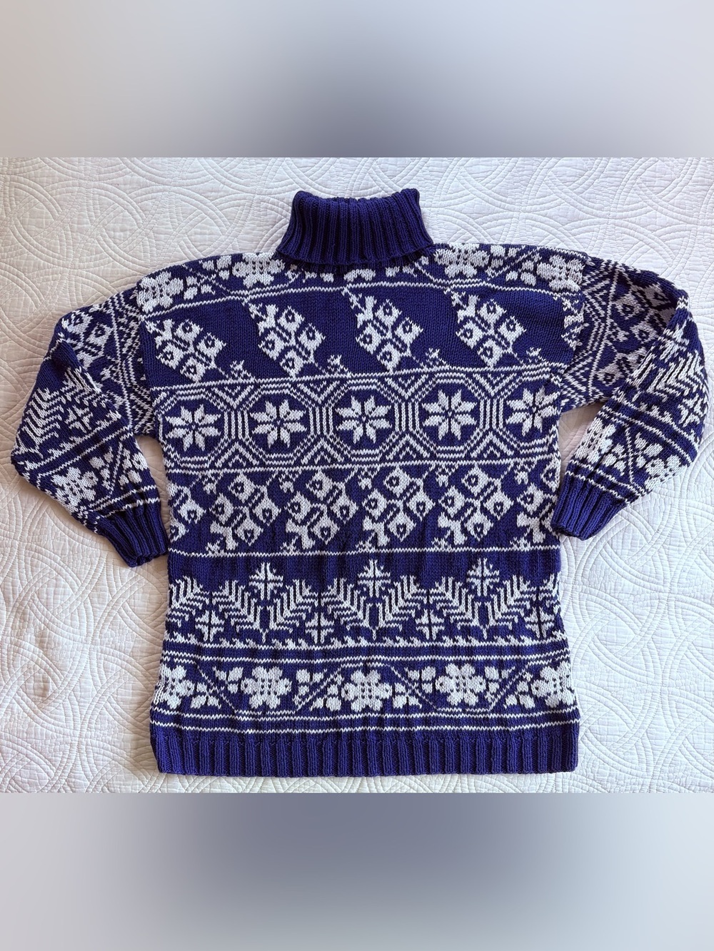Fair Isle Turtleneck Sweater Vintage Hand Knit